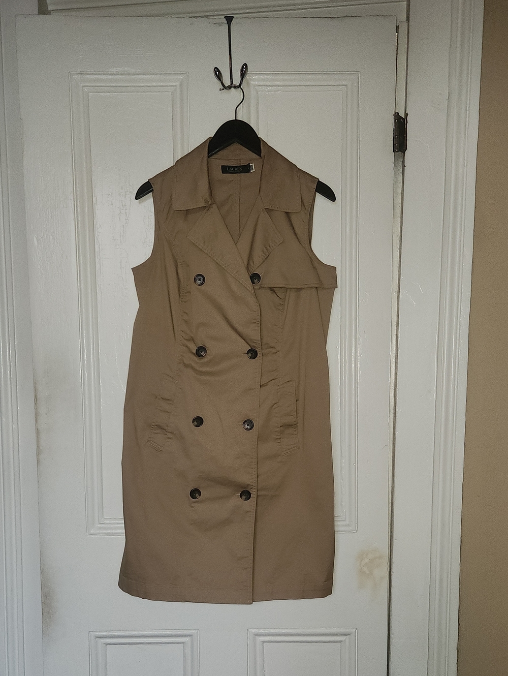 Ralph Lauren Sleeveless Double-Breasted Trench Dress - Beige